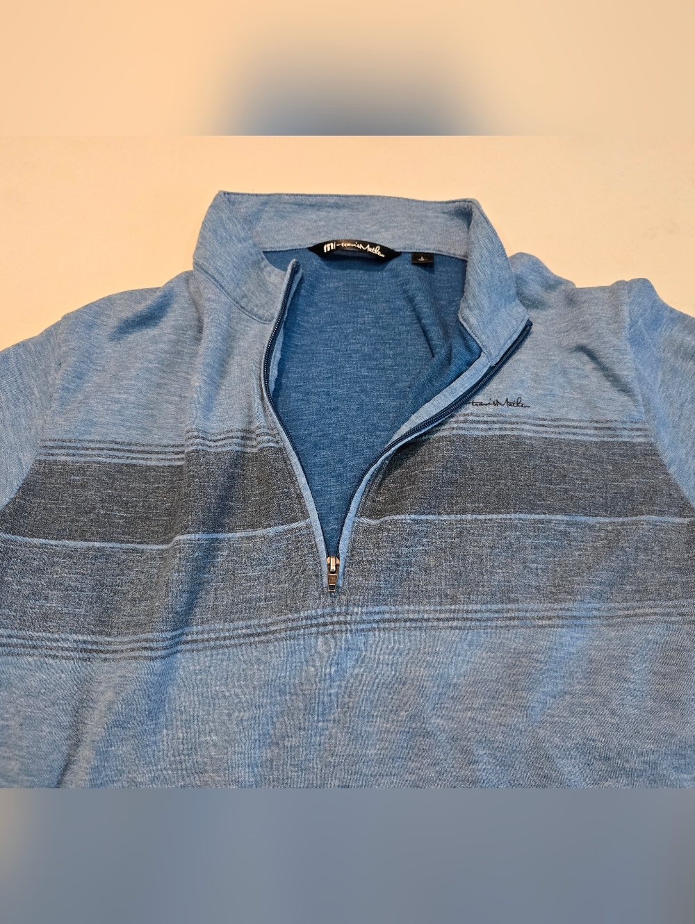 Travis Mathew Men's Blue Quarter-Zip Sweater Large